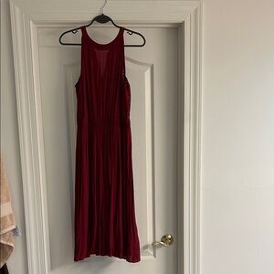 Elegant Burgundy Sleeveless halter Dress